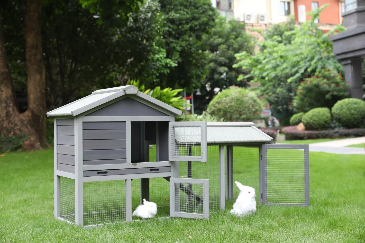 148cm Rabbit Hutch Metal Run Wooden Cage | Guinea Pig Cage House