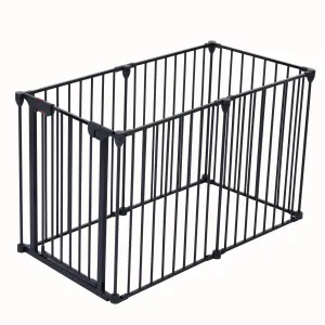 150" Adjustable Safety Gate 6 Panels Play Yard Metal Doorways Fireplace Fence Christmas Tree Fence Gate for House Stairs Gate prohibited area fence