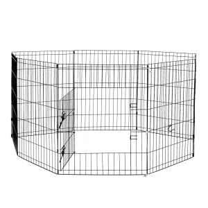 4Paws 8 Panel Playpen | Puppy Exercise Fence Cage | Black | All Sizes Available