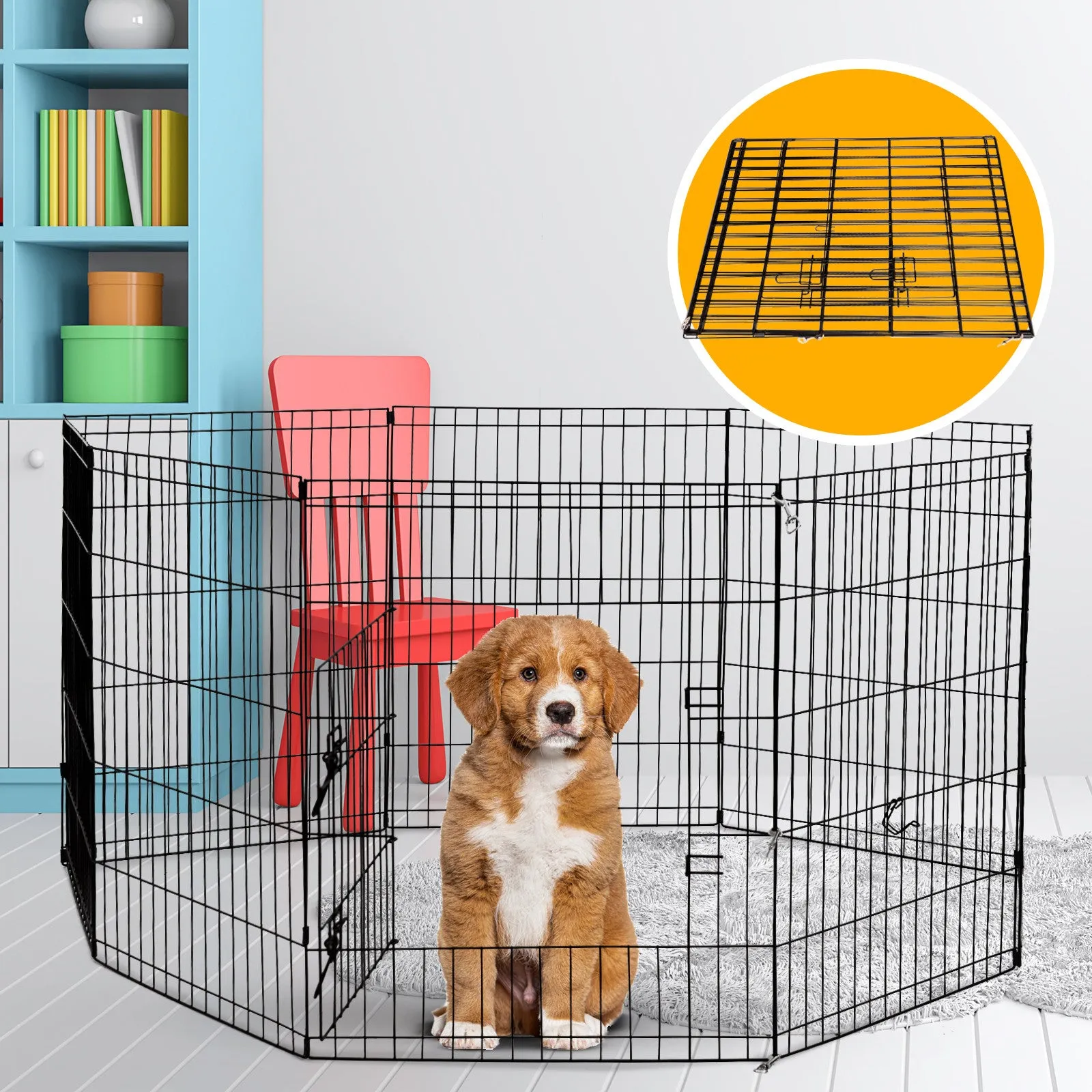 4Paws 8 Panel Playpen | Puppy Exercise Fence Cage | Black | Available in Various Sizes