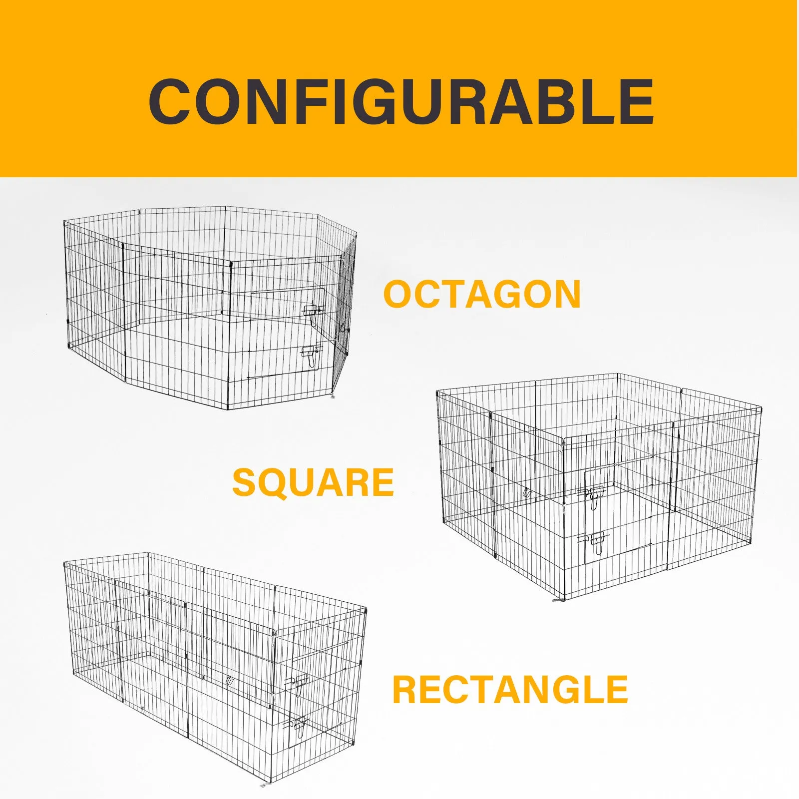 4Paws 8 Panel Playpen | Puppy Exercise Fence Cage | Black | Available in Various Sizes