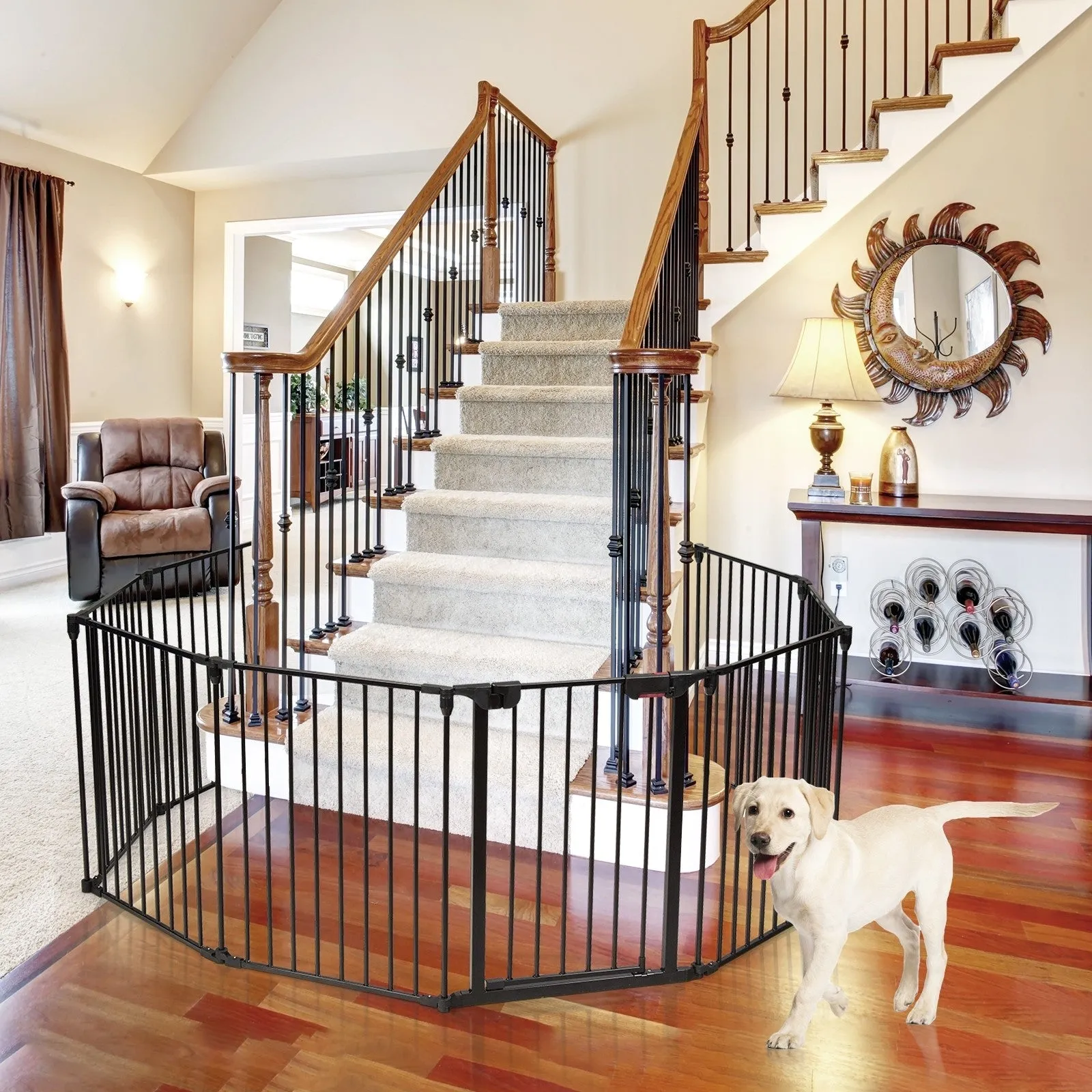 Adjustable Panel Baby Gate & Play Yard - Black
