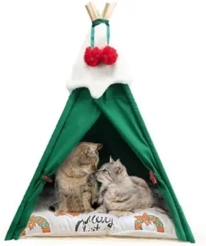 Christmas Cat Bed with Cushion