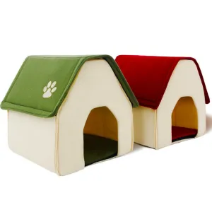 Cute Indoor Kennel Foldable Pet House Warm Puppy Bed