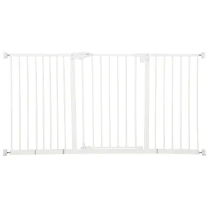 Dog Gate Stair Gate Pressure Fit Pets Barrier Auto Close for Doorway Hallway, 74-148cm Wide Adjustable, White