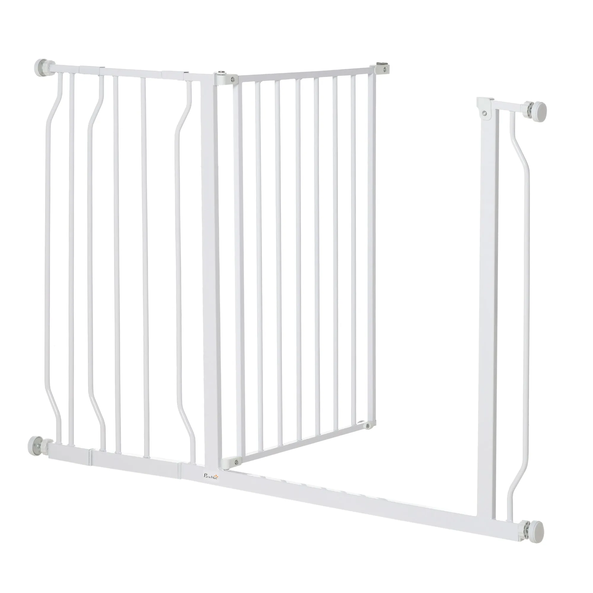 Dog Gate Wide Stair Gate w/ Door Pressure Fit Pets Barrier for Doorway, Hallway, 76H x 75-115W cm - White