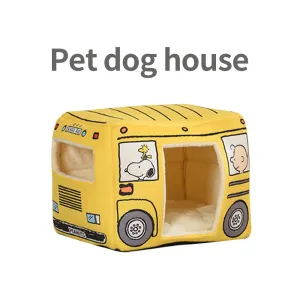 Hanpanda Cartoon 3D Recreational Vehicle Shape Pet Bed - Foldable Cat Sleeping Mat - Removable & Washable - Non-stick Hair Dog House