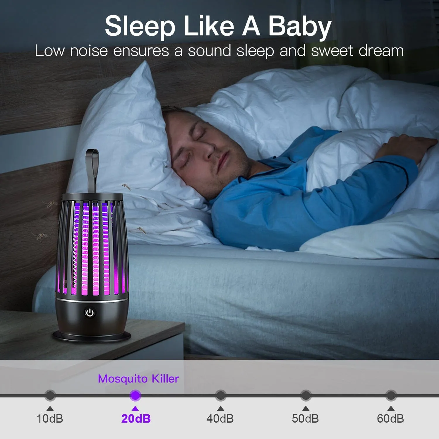 Killer Lamp Bug Zapper with Night Light Strap Mosquito Catcher