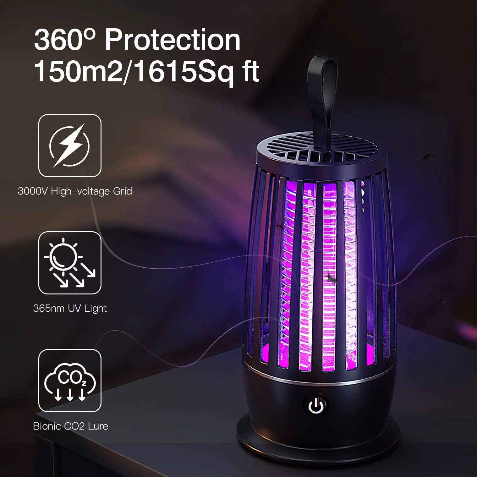 Killer Lamp Bug Zapper with Night Light Strap Mosquito Catcher