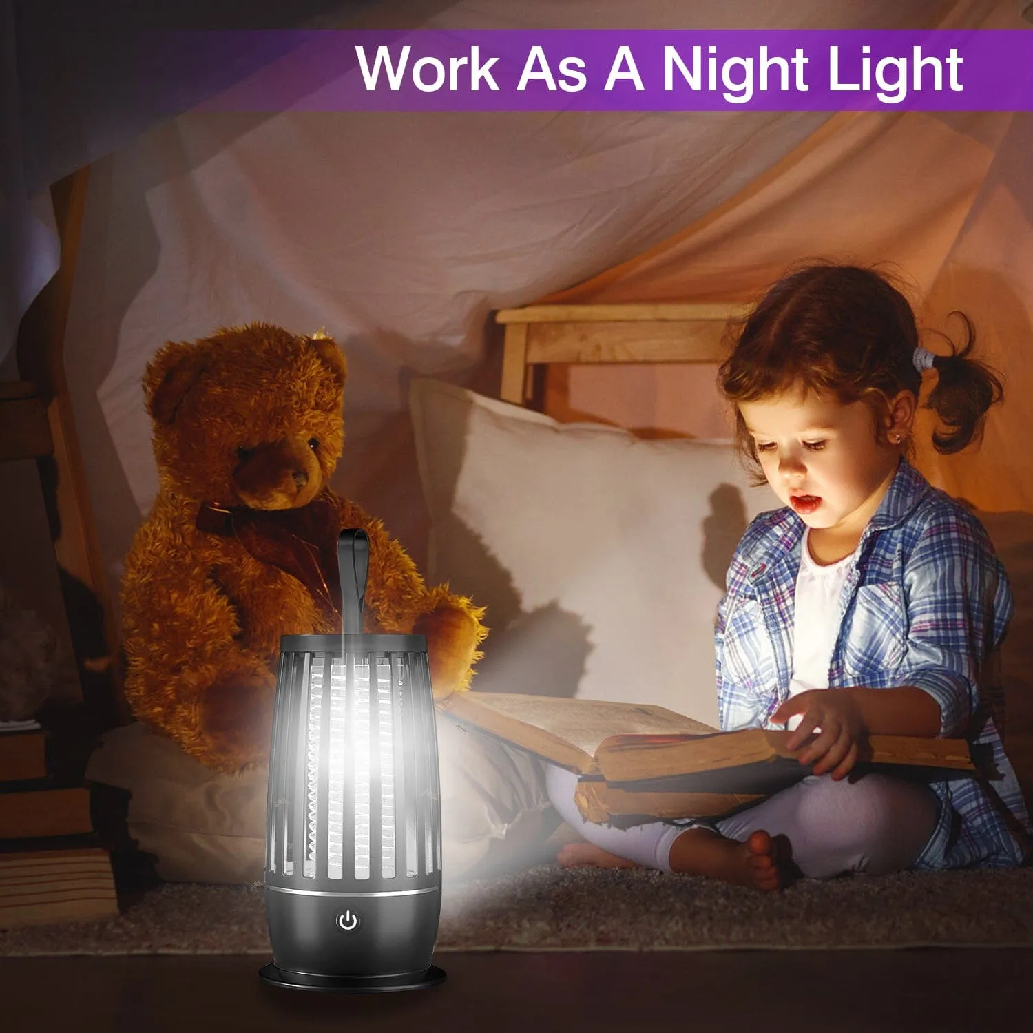 Killer Lamp Bug Zapper with Night Light Strap Mosquito Catcher