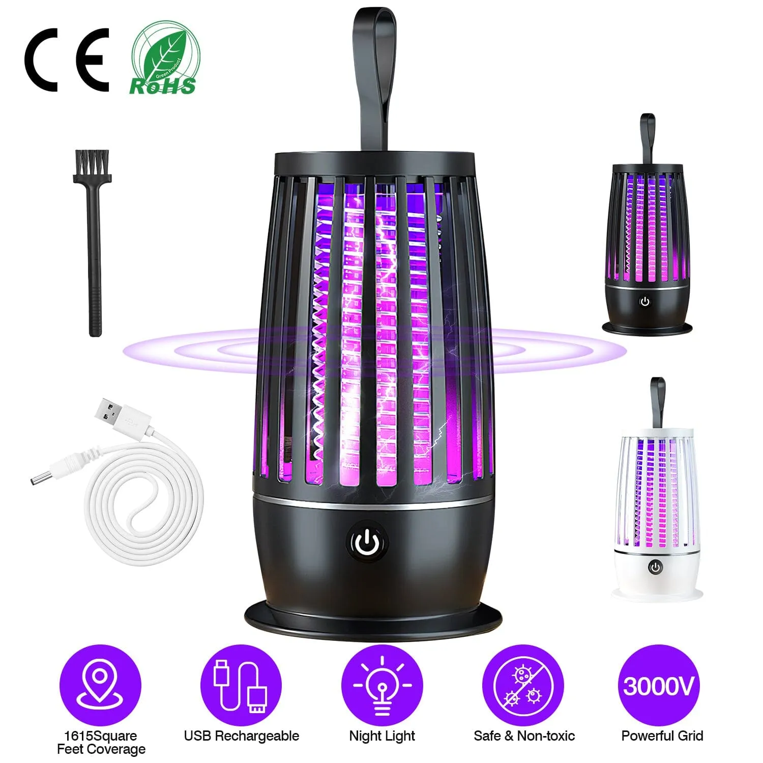 Killer Lamp Bug Zapper with Night Light Strap Mosquito Catcher