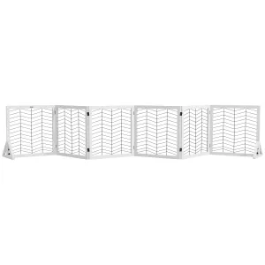PawHut 6 Panels Freestanding Dog Barrier for S and M Dogs - White