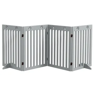 Pet Gate Foldable Fence Freestanding Dog Barrier w/ Support Feet Grey