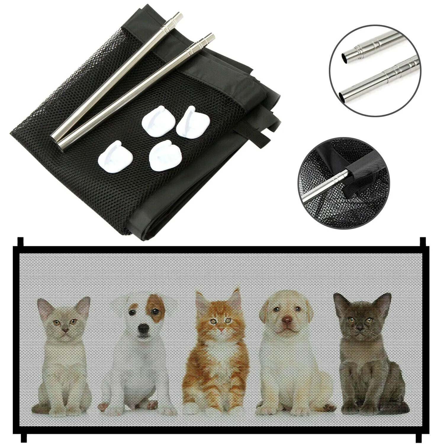 Pets Dog Cat Baby Safety Gate Portable Mesh Fence for Stairs Doors