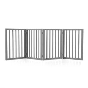 Petzly Pet Gate Dog Fence Safety Barrier Security Door 4 Panel 61cm Grey