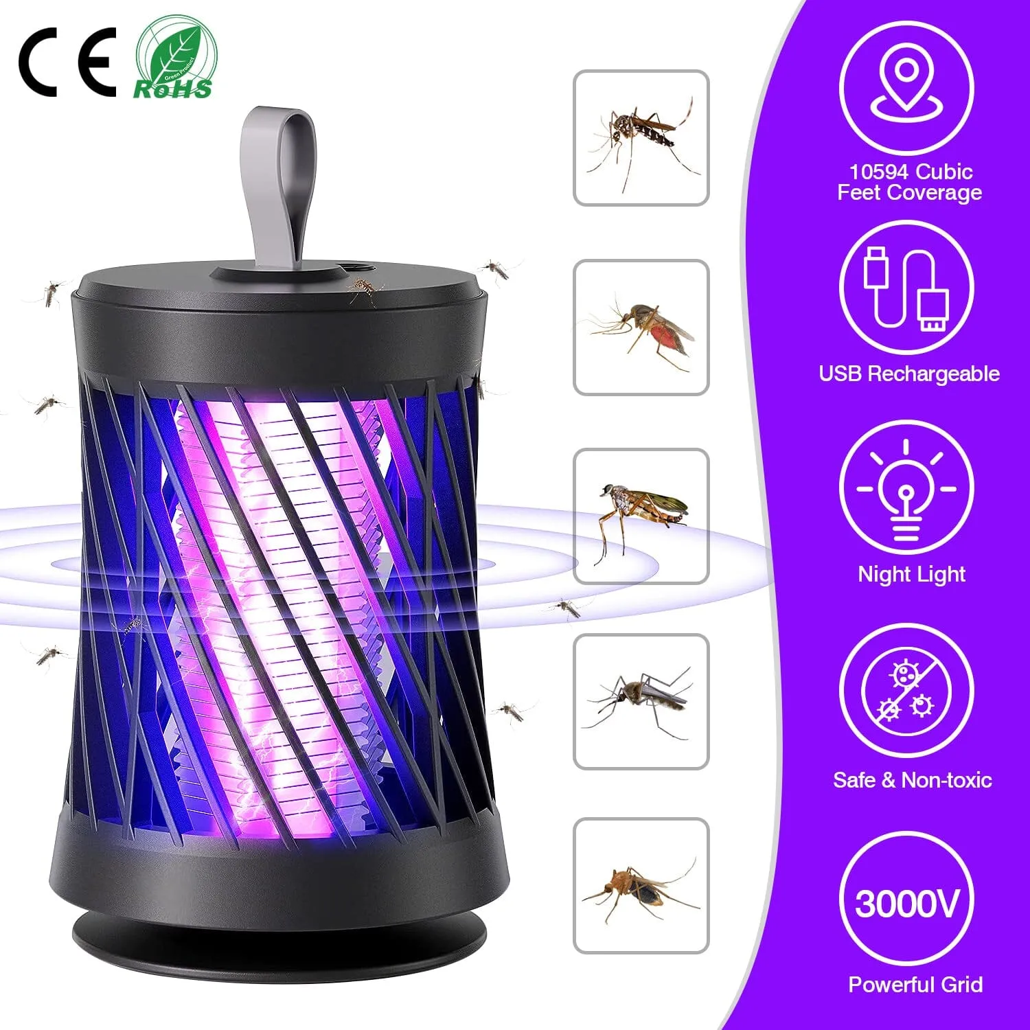 Rechargeable Mosquito Killer Lamp with Night Light