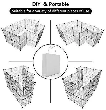 Tespo Pet Playpen, Dog Puppy Cat Pen, Small Animal Cage Indoor Portable Metal Wire Yard Fence for Small Animals, Guinea Pigs, Rabbits Kennel Crate Fence Tent Black 15 X 12 Inches