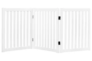 Wooden Pet Safety Gate Barrier Portable Door 3 Panel White