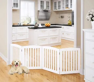 Wooden Twist Portable Safety Pet Fence Gate Partition For Kids (4 Panel)